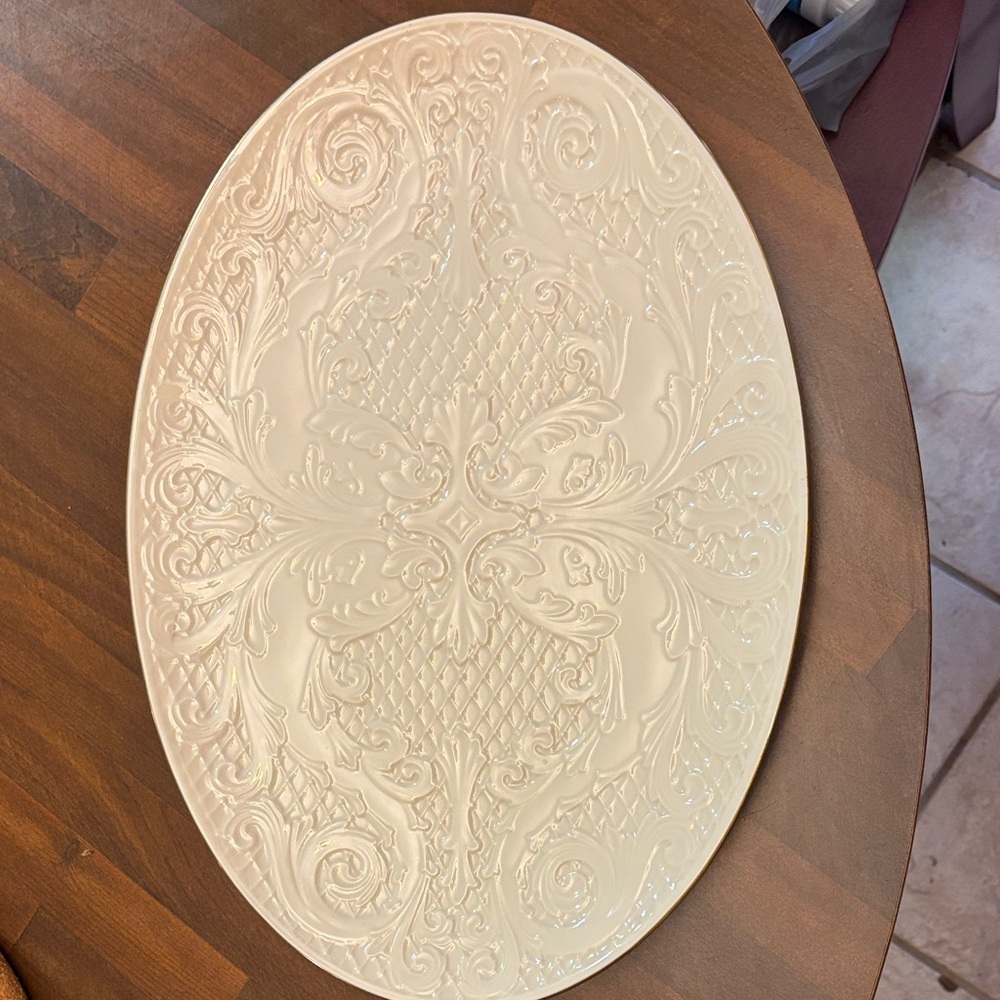 Vintage Lenox Dolphin Oval Platter: 17" Gold Trim Serving Plate